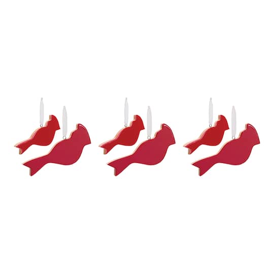 Glass Cardinal Bird Ornament Set By Melrose in Red | Michaels®